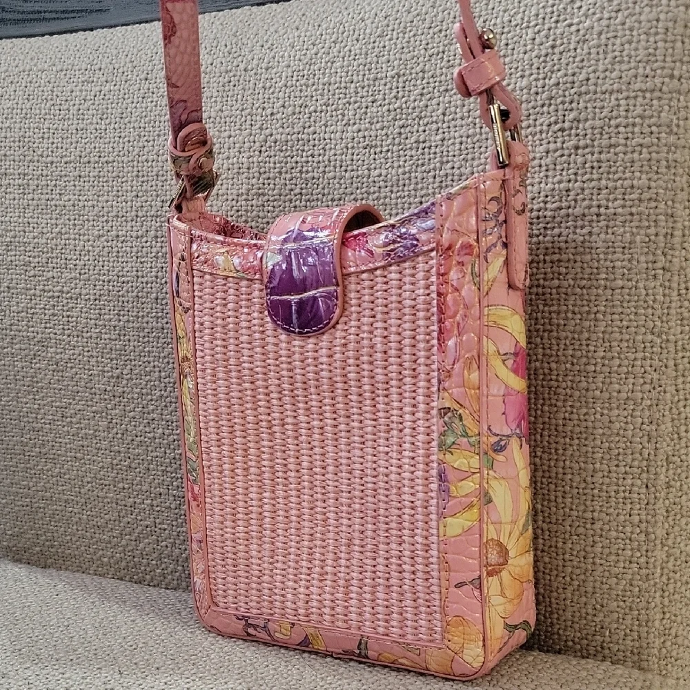 Floral Pink Woven Crossbody Bag and Wallet Set - Picture 5 of 6